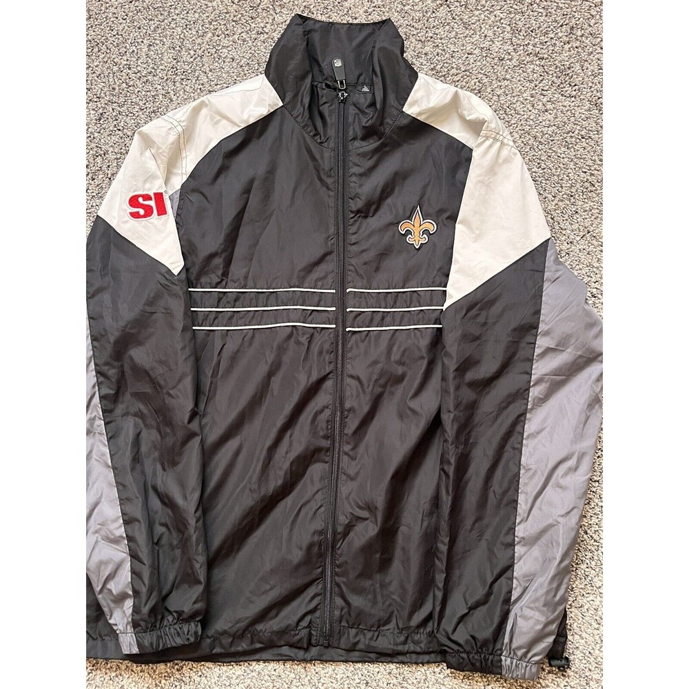 New Orleans Saints SI NFL Football Blk White Windbreaker Men's Jacket Lg.